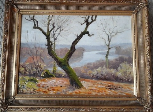 Tableau ancien paysage - , signé