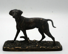 BEAU BRONZE ANIMALIER CHIEN DE CHASSE BRAQUE COURANT P.J MENE