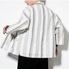 Hommes Rayé Kimono Cardigan