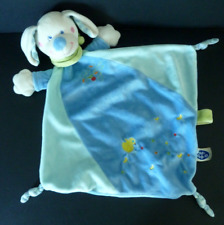 G4. DOUDOU PLAT MOTS D'ENFANTS CHIEN bleu vert poussin jaune  - TTBE