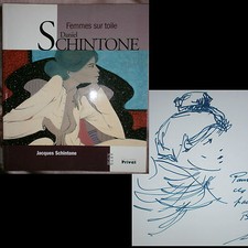 Daniel Schintone Dessin à l'encre et dédicace sur livre " Femmes sur toile "