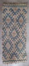 Tapis Laine Noué main Artisanal Maghreb Bleu  Blanc
