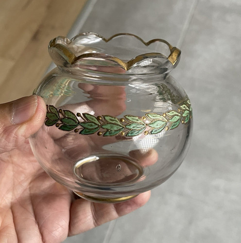 Vase boule décor - , emaillé