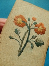 ANCIENNE BRODERIE FLEURS SUR PAPIER