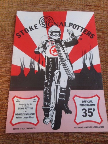Programme speedway stoke v - speedway,