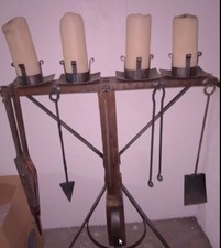 Serviteur de cheminée 4 bougies avec 5 accessoires