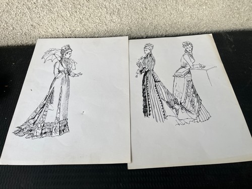 Lot deux dessins mode - de,