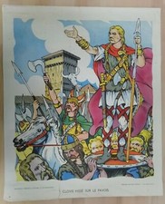 Affiche scolaire vintage Editions Fernand NATHAN Années 50 CLOVIS sur le Pavois