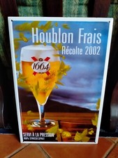 Plaque émaillée biére kronenbourg houblon frais récolte 2002