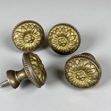 Lot 4 boutons en laiton moulé? bronze? tiroir meuble bureau cuisine vintage