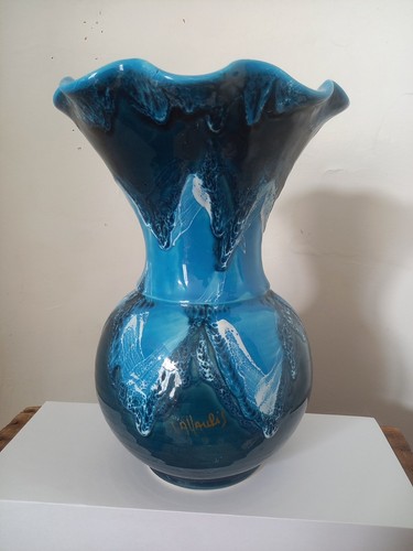 Vallauris vase bleu vintage - bleu,