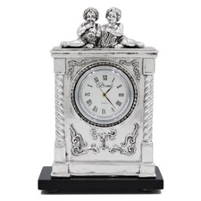 Horloge de Bureau Baroque en Stratifié Argenté Petits Musiciens