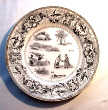 Assiette à dessert XIXème à rébus signée HB porcelaine de Choisy le Roi