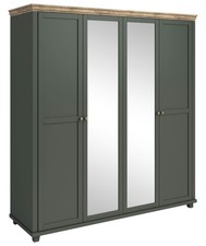 Armoire Elda À Portes Battantes 4 Portes 200x62x216cm Vert Chêne Lefkas
