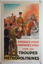 Affiche TROUPES MÉTROPOLITAINES Général LECLERC vers 1935 Maurice TOUSSAINT