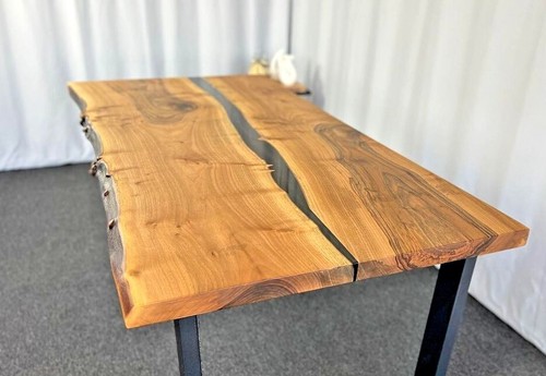 Table bois époxy noir - table,