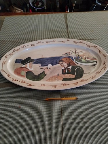 Grand plat faience breton - faience,