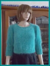 Pull Femme Angora Modèle Galya d'ANNY BLATT Coloris Vert Columbia, Taille 34/36