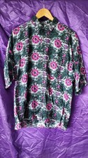 Chemise Hawaiienne Rose fond vert Très douce Taille Large 100 % rayon 212 gr