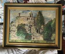 tableau peinture acrylique sur toile paysage, signe 46 Par 33 Cms