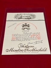Etiquette vin Mouton Rothschild 1949 Bordeaux Pauillac spécimen - Voir ma liste