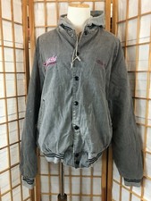 King Louie Pro Fit Grey & Pink Snap with Zip Front Bass Cat Hooded Jacket Size L