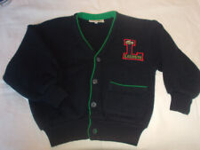 VINTAGE pull bouton gilet laine bleu LACOSTE DEVANLAY 6 ans brodé MADE IN FRANCE