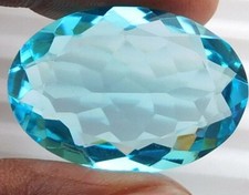 32 Cts 1 PC Bleu Topaze Ovale Coupe Ample Labo Synthétique Gemme 20x30 MM H-1451