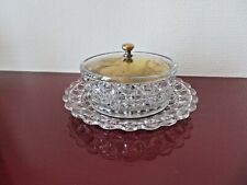 Baccarat, ancien confiturier en Cristal pointes diamant , couvercle metal.