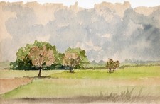 Paysage aux arbres / aquarelle