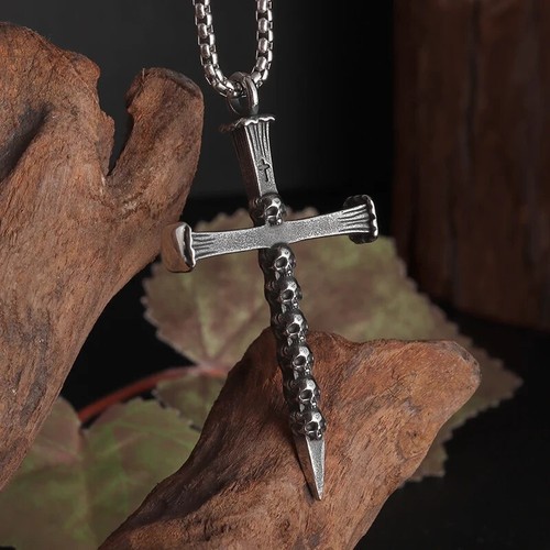 Collier croix tête mort - collier,