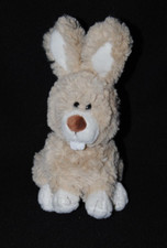 Peluche doudou lapin NICI beige blanc yeux durs 15/21 cm NEUF