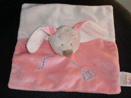 Doudou plat chien lapin rose - doudou,
