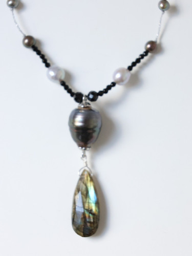 Collier perle noire - perle, de