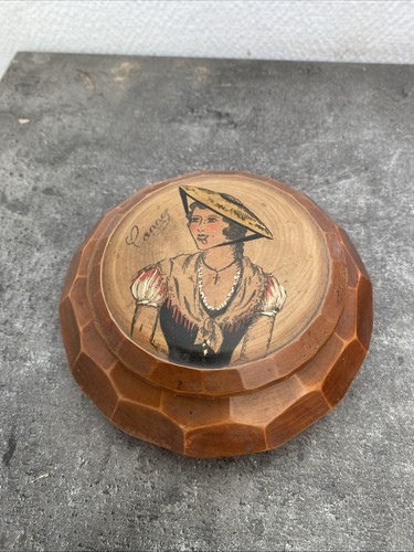 Ancienne boîte bois ronde - boîte,