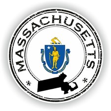 Massachusetts AMÉRICAIN Rond Drapeau Autocollant / Haut Résolution Vinyle