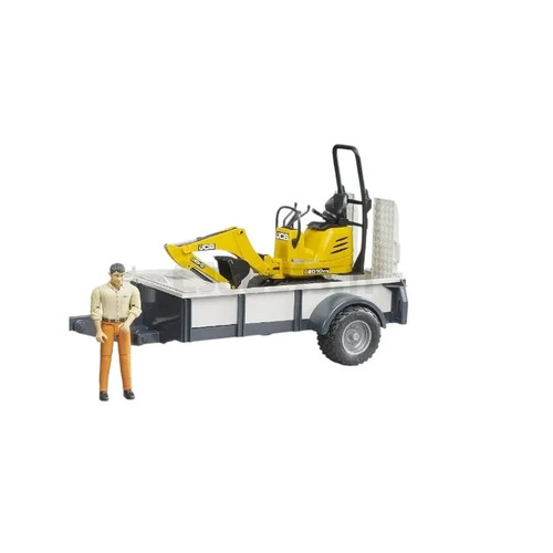 Remorque avec micro pelle jcb - remorque,