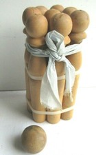 Jeu de 8 quilles en bois pour enfant + cochonnet, jouet contemporain