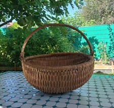 Ancien Panier Rond en Osier