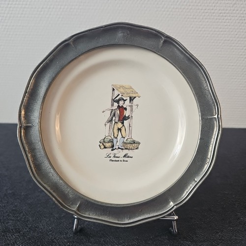 Assiette étain faïence - Étain,