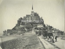 MONT SAINT MICHEL c. 1910 voiture hippomobiles tirage d'époque Manche diligence