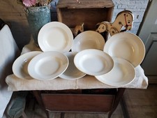 CREIL MONTEREAU 8 ASSIETTES CREUSES BLANCHE SHABBY DECO CUISINE