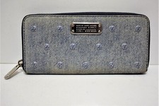 Marc By Marc Jacobs, Portefeuille compagnon en cuir bleu imprimé jeans