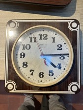 Ancienne Horloge Pendule Murale A Restaurer Vedette Formica Années 70