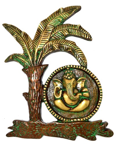 Laiton ganesha sous banane - ganesha,