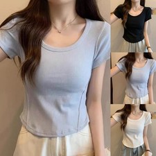 T-shirt femme été col U slim