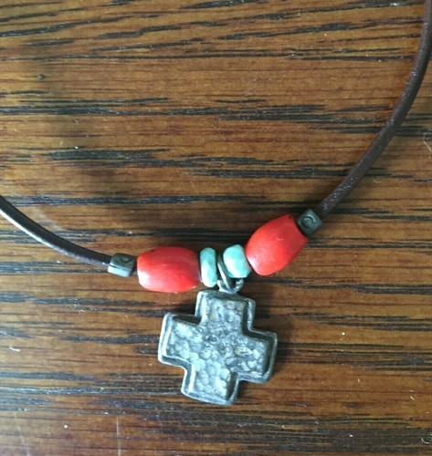 Necklace with cross and red - cross, &