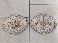 Paire Plateau Ovale Ancien en Majolique Italie du XIXe Siècle