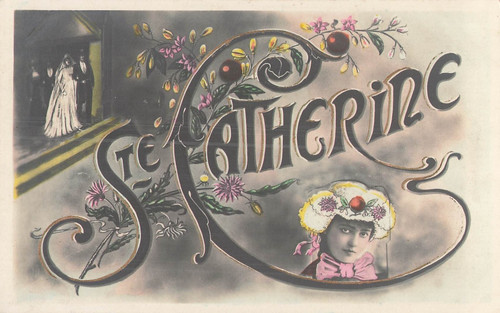 Ste catherine femme coiffe - cp,