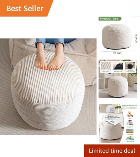 Versatile round pouf ottoman - pouf,